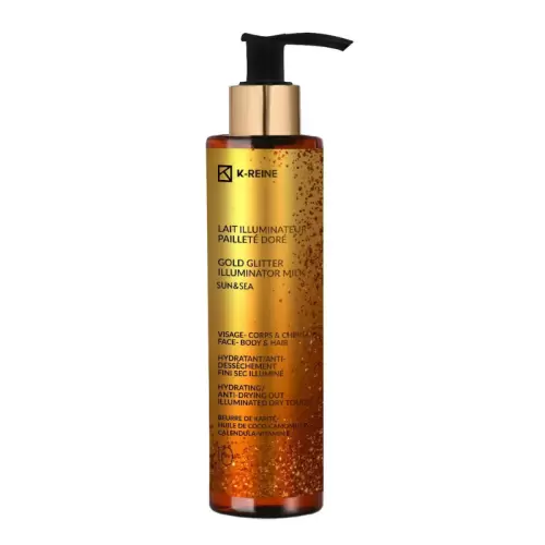 K-REINE LAIT ILLUMINATEUR PAILLETE DORE VISAGE CORPS ET CHEVEUX SPF10 150ML