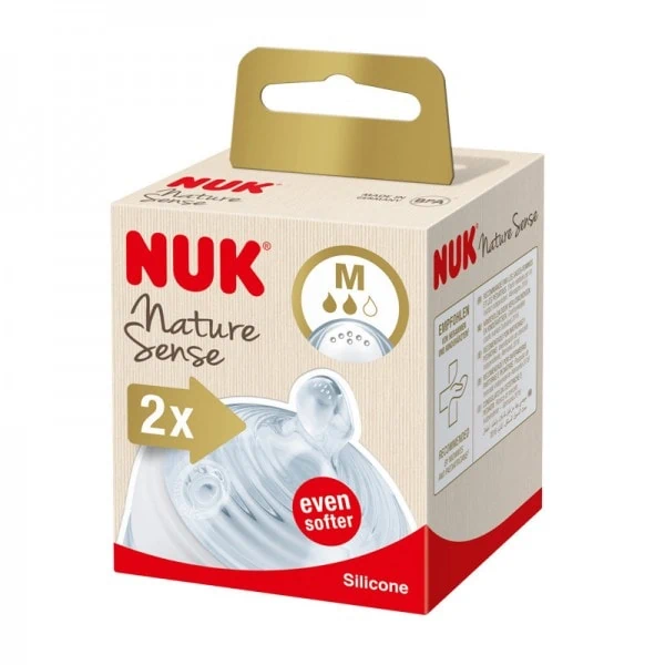 NUK 2 Tétines Nature Sense Silicone Teats – Size: M