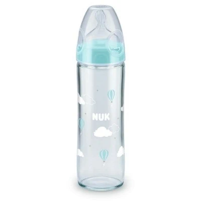 NUK Biberon Classique First Choice En Verre 0-6 Mois Bleu 240ml