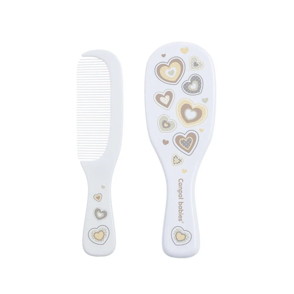 CANPOL Brosse et Peigne Poils Naturels – Nouveau Ne Blanc – 7/406