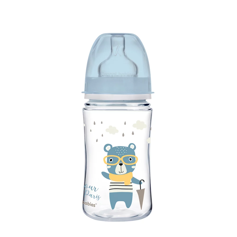 CANPOL BABIES Biberon Anti Colique Col Large 240ML Bonjour Paris – Bleu – 35/232