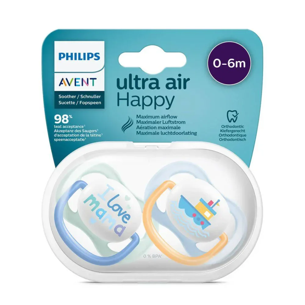 Avent Philips Sucette Ultra Air Collection Happy Garçon 0-6 mois