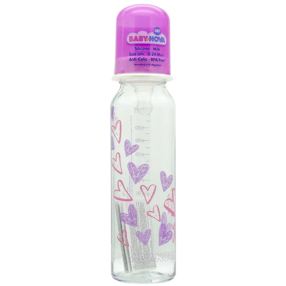 Baby Nova Biberon en Verre avec Tétine en Silicone 240ml