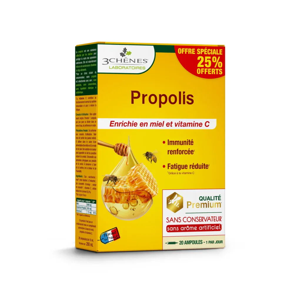 3 Chênes Propolis 20 Ampoules 10ml