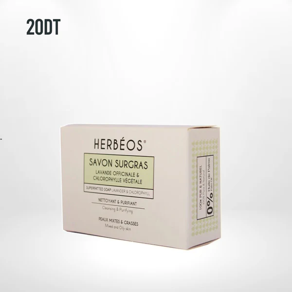 Herbéos Savon Surgras Nettoyant Purifiant Peaux Mixtes à Grasses 100gr