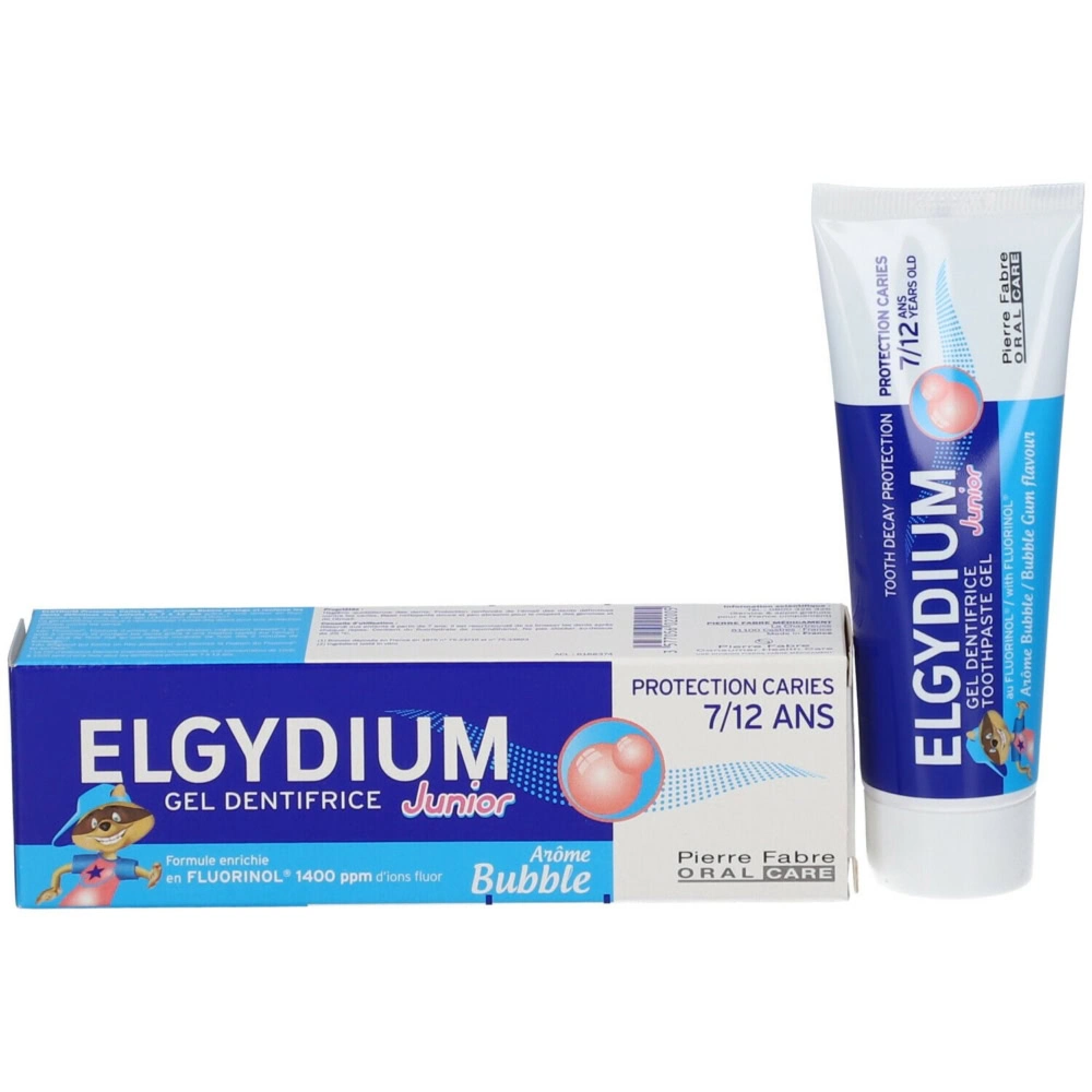 Elgydium Junior Gel Dentifrice Protection Caries 7/12 Ans Arôme Bubble 50ml
