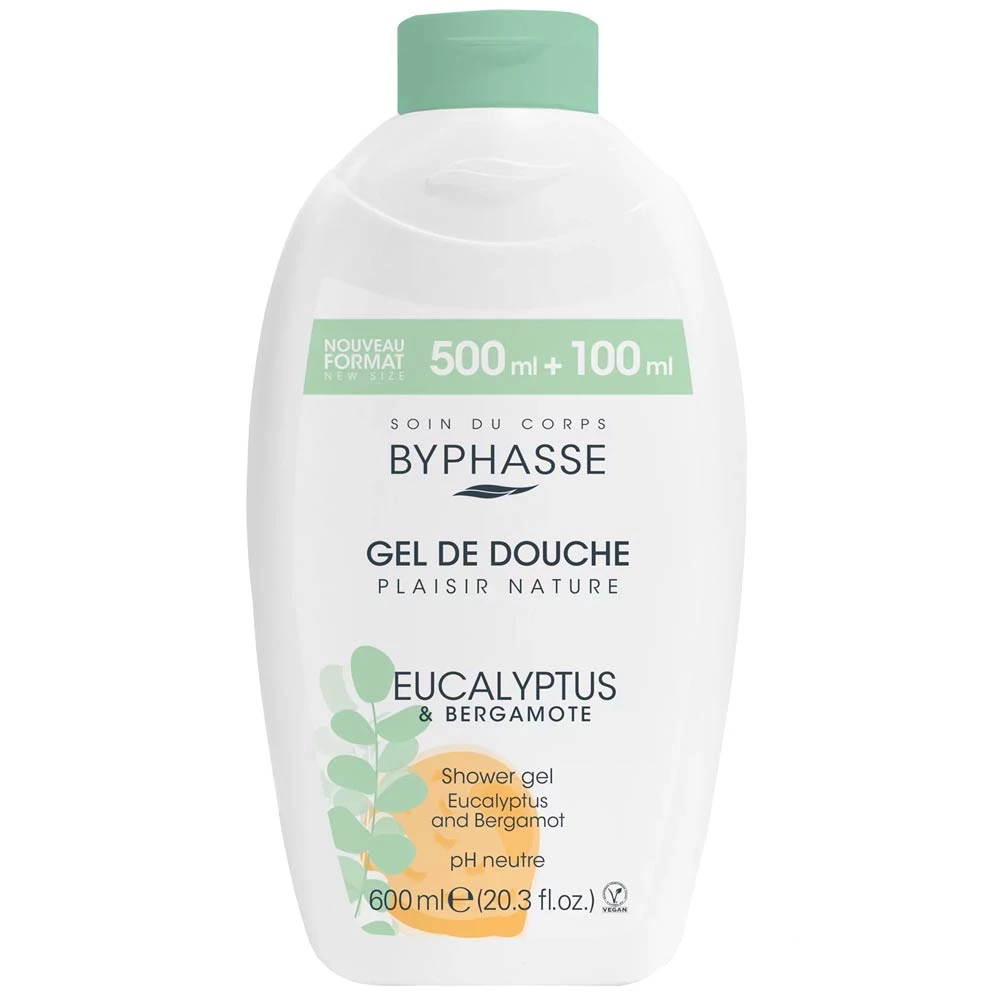 Byphasse Gel Douche Plaisir Nature Eucalyptus et Bergamote 600ml