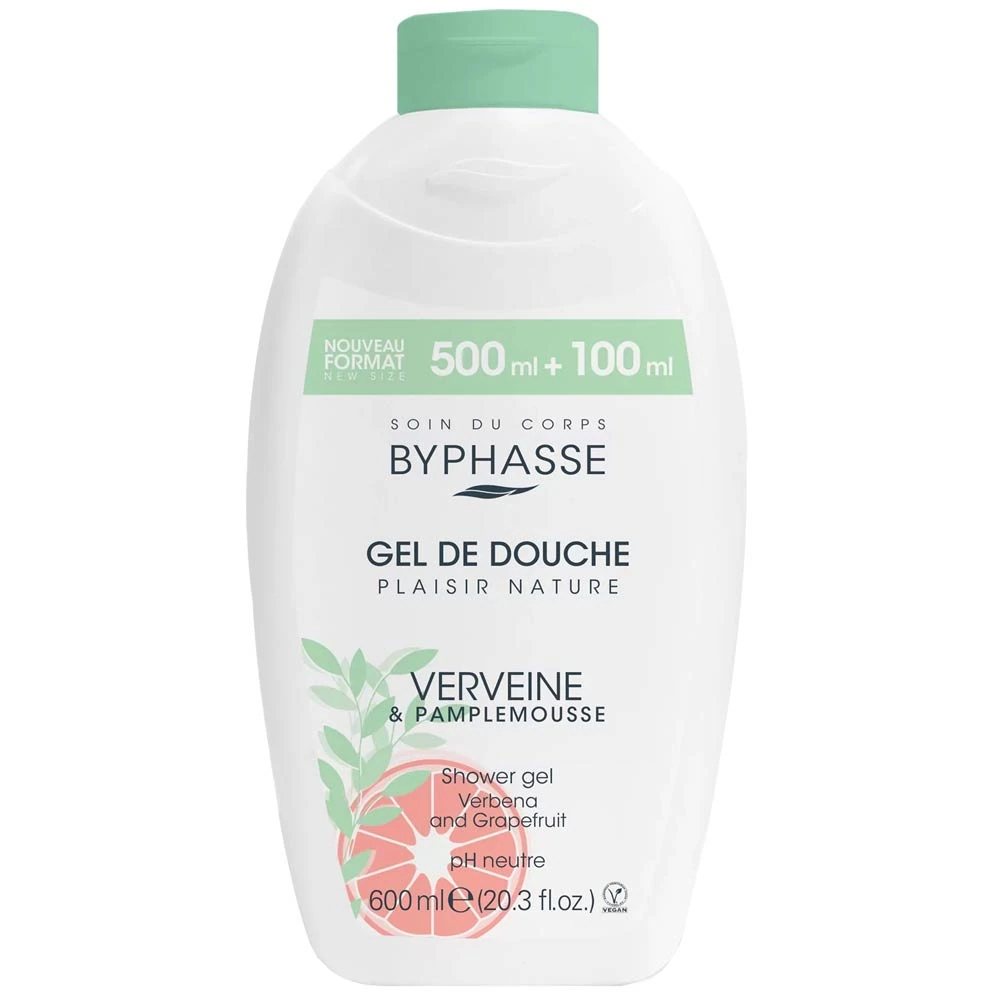 Byphasse Gel Douche Plaisir Nature Verveine et Pamplemousse 600ml