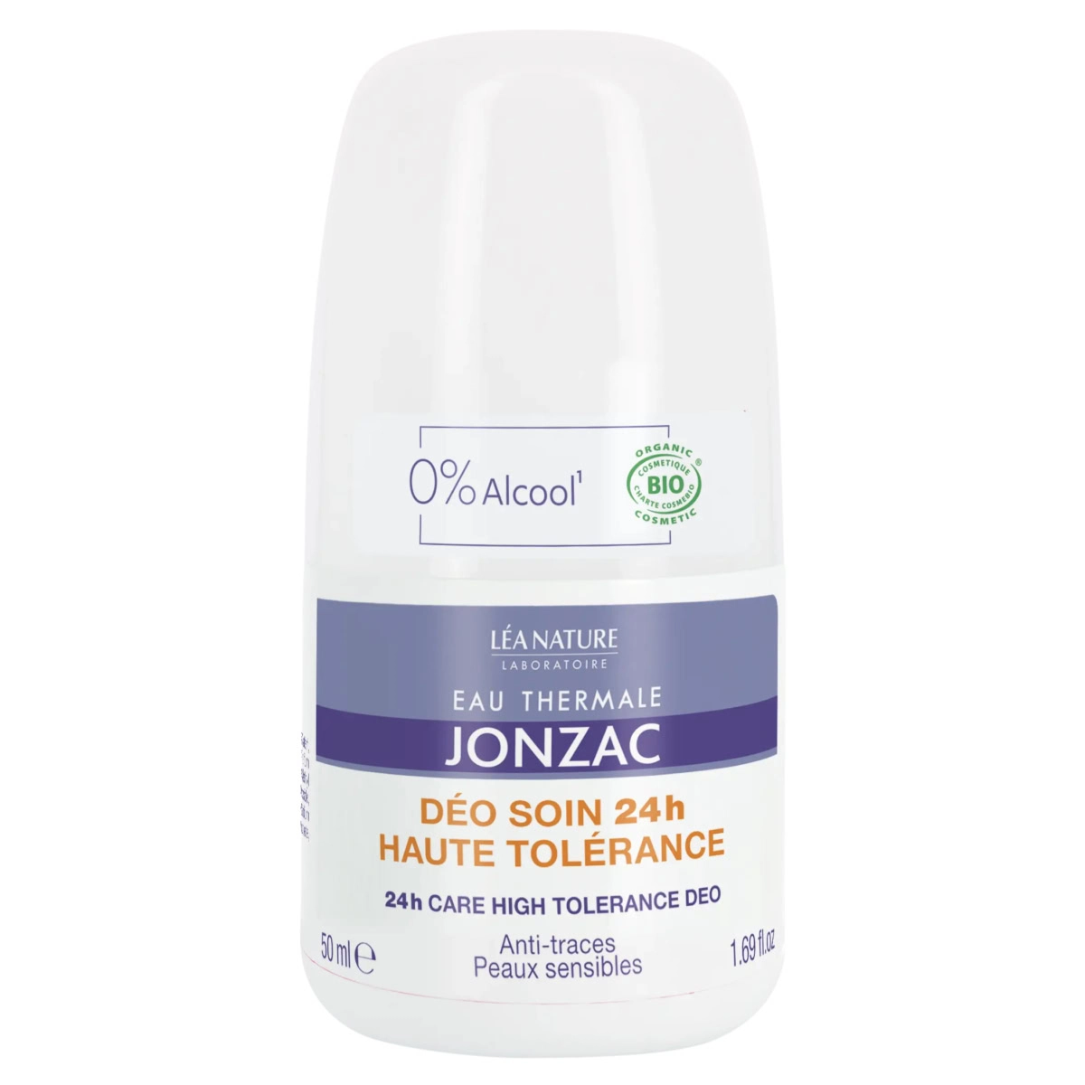 JONZAC Déo Haute Tolérance 24H Anti-Trace Bio Peaux Sensibles 50ml